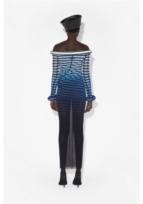abito lungo 3d collar and cuff donna nero e blu JEAN PAUL GAULTIER | 25/33-F-RO294-T575005956
